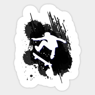 black and white skater siluet Sticker